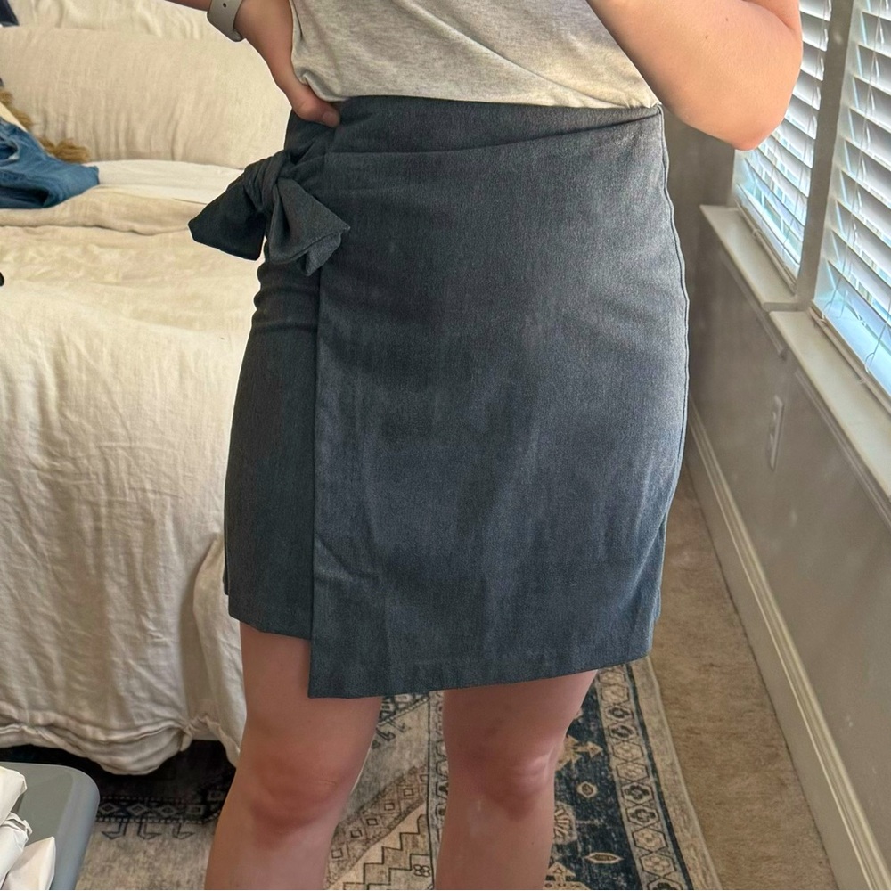 Gray Mini Side Tie Pencil Skirt from Banana Republic
